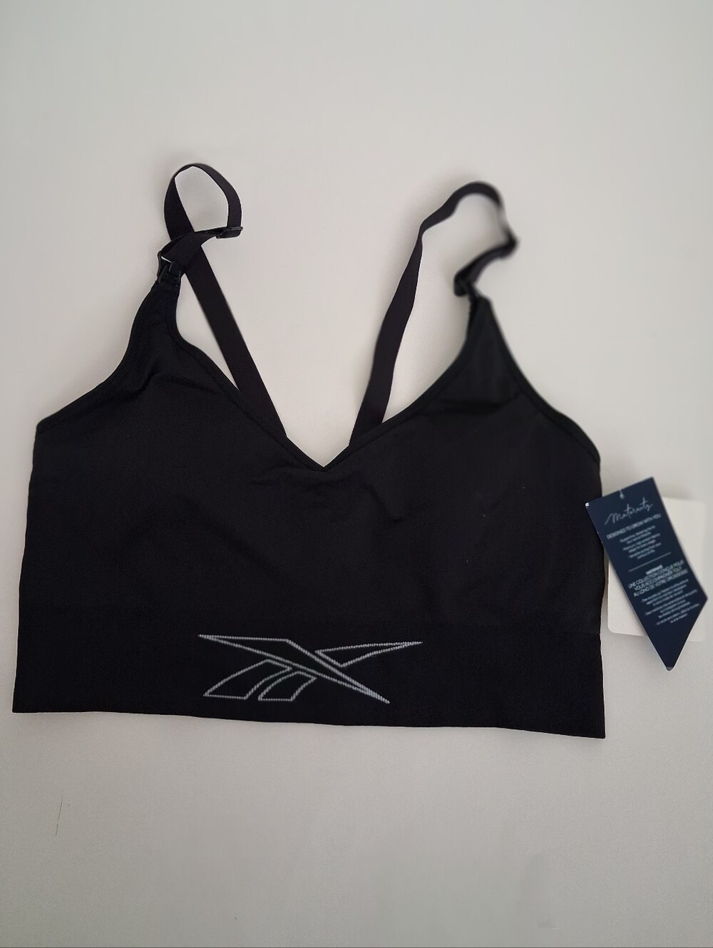 Reebok Nursing Sports Bra Medium Support Removable Pads Black Size L New W/ Tags